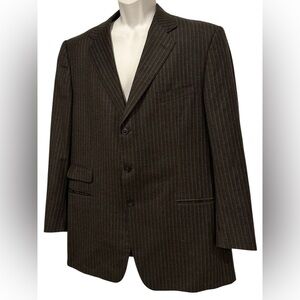 Ermenegildo Zegna Heritage Mens Blazer Brushed‎ Wool Pinstripe Gray Italy US 48L
